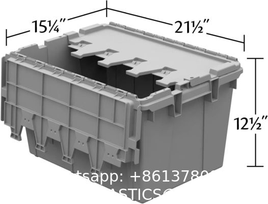 Efficient Foldable Turnover Plastic Crate Attached Lid Solid Moving Storage Bin Stackable Pallet Container For Convenient