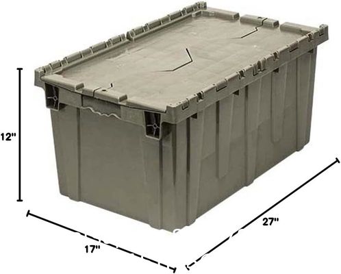 Round Trip Totes, Attached Lid Containers Plastic Storage Tote Box For Distribution And StorageCrates Plastic Round Trip Tote Box Attached Lid Plastic Storage Container for Sale