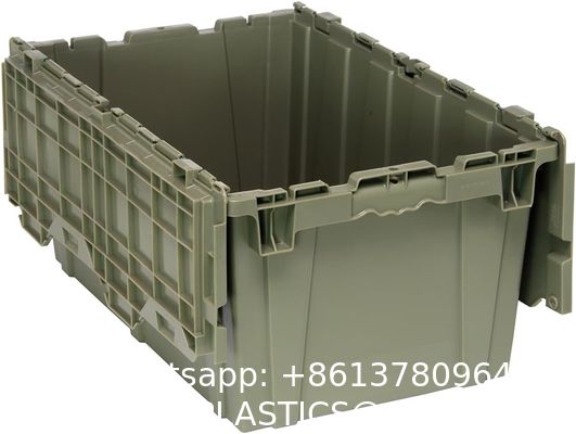 Round Trip Totes, Attached Lid Containers Plastic Storage Tote Box For Distribution And StorageCrates Plastic Round Trip Tote Box Attached Lid Plastic Storage Container for Sale