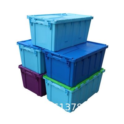 High Strength Stacking And Nest Warehouse Logistic Turnover Round Trip Totes With Hinged Lid Round Trip Plastic Totes Attached Lid Container Nest Storage Tote Box Distribution Warehouse Storage