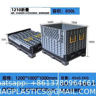 Collapsible Plastic Box Pallets Pallet Box-Foldable Pallet Pack Collapsible Bulk Container Heavy Duty Industrial Use Folding Plastic Pallet Box Plastic Stackable Collapsible Pallet Crates