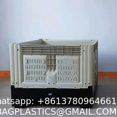 HDPE Solid Plastic Box Packaging Plastic Pallet Bulk Container With Wheel Heavy Duty 4 Way Entry Solid Storage Stackable Pallet Boxs With Wheels