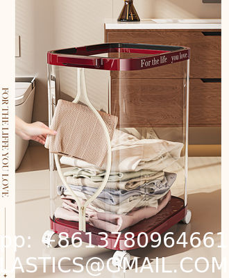 Sustainable Household Dirty Clothes Basket Simple Transparent With Handle Clothing Storage Basket Retro Sorting Basket Removable Plastic Laundry Basket
