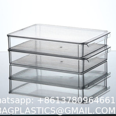 Clear Stackable Storage Bins With Lids, Large Plastic Containers With Handle For Pantry Organizer And Storage,Perfect For Bathroom,Cabinet,Kitchen,Fridge,Closet Organization