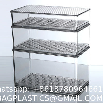 Clear Stackable Storage Bins With Lids, Large Plastic Containers With Handle For Pantry Organizer And Storage,Perfect For Bathroom,Cabinet,Kitchen,Fridge,Closet Organization