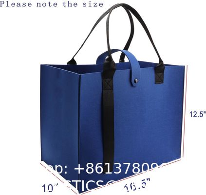 Biodegradable Sustainable Eco Friendly Green Felt Bag Storage High-Capacity Solid Color Two Shoulder Straps Custom Logo Felt Tote Bag Shopping