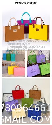Biodegradable Sustainable Eco Friendly Green Felt Bag Storage High-Capacity Solid Color Two Shoulder Straps Custom Logo Felt Tote Bag Shopping