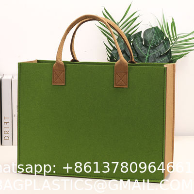 Felt Tote Bag Reusable Lightly Heavy Duty Grocery Tote Bag With Handles Shopping Felt Bags Wholesale Custom Simple Letter Logo Eco-Friendly Durable Multi-Scenario Suitable Felt Shopping Tote Bag