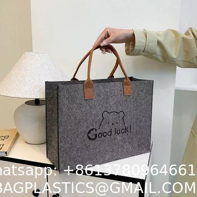 Wholesale Eco Friendly Custom Logo Large Capacity Colorful Felt Shopping Tote Bag With Logo DIY Personalized Grocery Bag