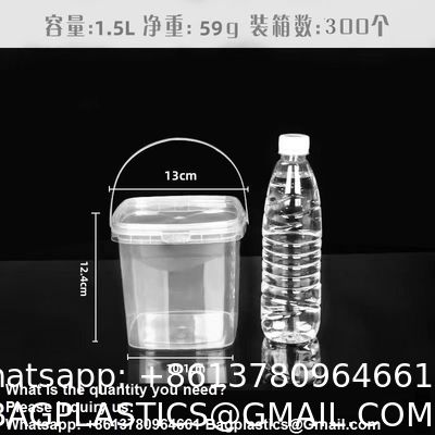 Bucket With Lid, Clear Bucket, Plastic Food Storage Container, Ice Cream Bucket, Reusable Container, Plastic Bucket, Tub With Lid, Storage Container, Round Plastic Pail, BPA Free, Pail With Handle