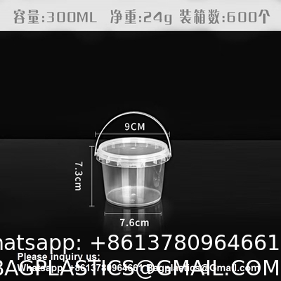 Bucket With Lid, Clear Bucket, Plastic Food Storage Container, Ice Cream Bucket, Reusable Container, Plastic Bucket, Tub With Lid, Storage Container, Round Plastic Pail, BPA Free, Pail With Handle