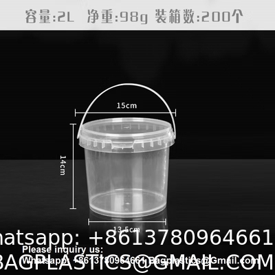 Bucket With Lid, Clear Bucket, Plastic Food Storage Container, Ice Cream Bucket, Reusable Container, Plastic Bucket, Tub With Lid, Storage Container, Round Plastic Pail, BPA Free, Pail With Handle