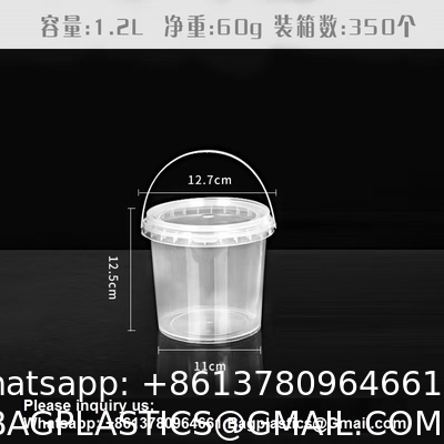 Bucket With Lid, Clear Bucket, Plastic Food Storage Container, Ice Cream Bucket, Reusable Container, Plastic Bucket, Tub With Lid, Storage Container, Round Plastic Pail, BPA Free, Pail With Handle