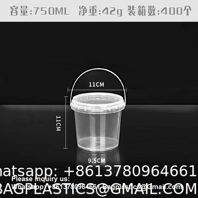 Bucket With Lid, Clear Bucket, Plastic Food Storage Container, Ice Cream Bucket, Reusable Container, Plastic Bucket, Tub With Lid, Storage Container, Round Plastic Pail, BPA Free, Pail With Handle
