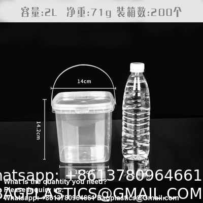 Bucket With Lid, Clear Bucket, Plastic Food Storage Container, Ice Cream Bucket, Reusable Container, Plastic Bucket, Tub With Lid, Storage Container, Round Plastic Pail, BPA Free, Pail With Handle