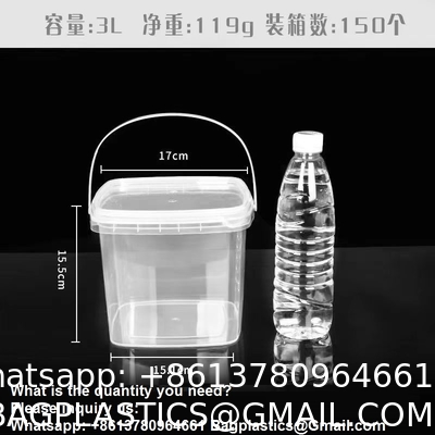 Bucket With Lid, Clear Bucket, Plastic Food Storage Container, Ice Cream Bucket, Reusable Container, Plastic Bucket, Tub With Lid, Storage Container, Round Plastic Pail, BPA Free, Pail With Handle
