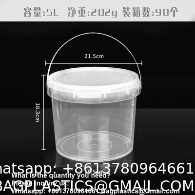 Bucket With Lid, Clear Bucket, Plastic Food Storage Container, Ice Cream Bucket, Reusable Container, Plastic Bucket, Tub With Lid, Storage Container, Round Plastic Pail, BPA Free, Pail With Handle