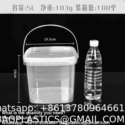 Bucket With Lid, Clear Bucket, Plastic Food Storage Container, Ice Cream Bucket, Reusable Container, Plastic Bucket, Tub With Lid, Storage Container, Round Plastic Pail, BPA Free, Pail With Handle
