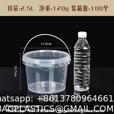 Bucket With Lid, Clear Bucket, Plastic Food Storage Container, Ice Cream Bucket, Reusable Container, Plastic Bucket, Tub With Lid, Storage Container, Round Plastic Pail, BPA Free, Pail With Handle