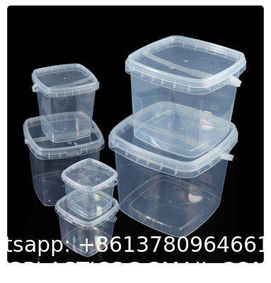 Clear Plastic Container With Lid Ice Cream Bucket Food Storage Container Freezer Storage Bucket Square Plastic Pails With Handle For Home Kitchen