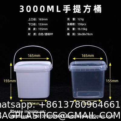 Clear Plastic Container With Lid Ice Cream Bucket Food Storage Container Freezer Storage Bucket Square Plastic Pails With Handle For Home Kitchen