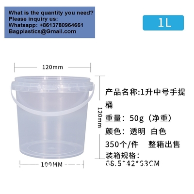 Airtight Clear Plastic Bucket With Lid, Ice Buckets For Parties, Reusable Ice Cream Cup With Handle, Food Storage Container, Food Grade Freezer And Microwave Safe For Sauce, Soup