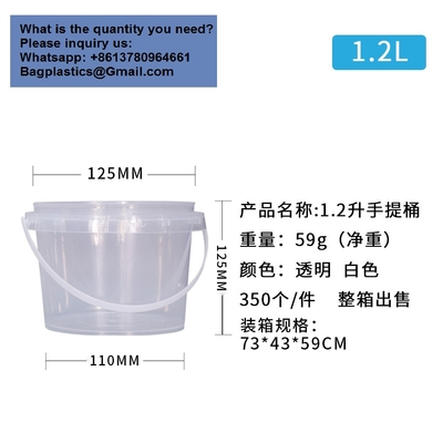 Airtight Clear Plastic Bucket With Lid, Ice Buckets For Parties, Reusable Ice Cream Cup With Handle, Food Storage Container, Food Grade Freezer And Microwave Safe For Sauce, Soup