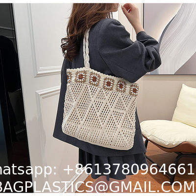 Raffia Straw Bags Tote Summer Beach Purses Wholesale New Ethnic Style Beach Bags Women Paper Straw Crochet Tote Bags Large Capacity Raffia Braided Handbags