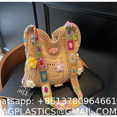 Raffia Straw Bags Tote Summer Beach Purses Wholesale New Ethnic Style Beach Bags Women Paper Straw Crochet Tote Bags Large Capacity Raffia Braided Handbags