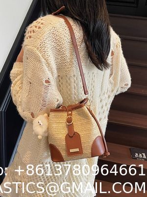 Crochet Raffia Handwoven Large Capacity Tote Bag Women'S Fashionable Handheld Shoulder Straw Bag Versatile Crafted Craft