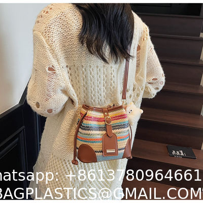 Crochet Raffia Handwoven Large Capacity Tote Bag Women'S Fashionable Handheld Shoulder Straw Bag Versatile Crafted Craft