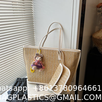 Crochet Raffia Pouch Clutch Stylish Straw Wicker Beach Bag For Summer Weddings Parties Bag Mesh Luxury Women Handmade Handbags Raffia Beach Market Shopping Bag