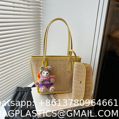 Crochet Raffia Pouch Clutch Stylish Straw Wicker Beach Bag For Summer Weddings Parties Bag Mesh Luxury Women Handmade Handbags Raffia Beach Market Shopping Bag