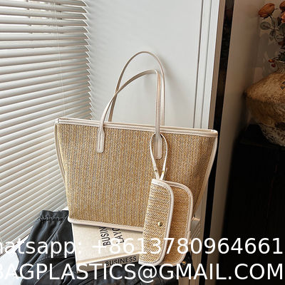 Crochet Raffia Pouch Clutch Stylish Straw Wicker Beach Bag For Summer Weddings Parties Bag Mesh Luxury Women Handmade Handbags Raffia Beach Market Shopping Bag