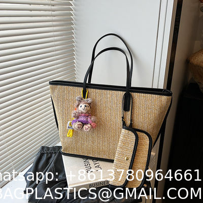 Crochet Raffia Pouch Clutch Stylish Straw Wicker Beach Bag For Summer Weddings Parties Bag Mesh Luxury Women Handmade Handbags Raffia Beach Market Shopping Bag