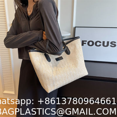 Sustainable Bamboo Bag With Handle, Shopping Bag For Beach Summer Vibe Wholesale Vietnam Handicraft Crochet Raffia Sac Bolsa Mujer Bucket Tote Shoulder Designer Women Straw Bag