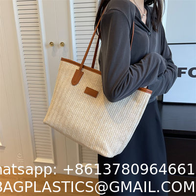 Sustainable Bamboo Bag With Handle, Shopping Bag For Beach Summer Vibe Wholesale Vietnam Handicraft Crochet Raffia Sac Bolsa Mujer Bucket Tote Shoulder Designer Women Straw Bag