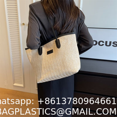Sustainable Bamboo Bag With Handle, Shopping Bag For Beach Summer Vibe Wholesale Vietnam Handicraft Crochet Raffia Sac Bolsa Mujer Bucket Tote Shoulder Designer Women Straw Bag