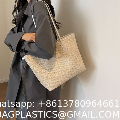 Sustainable Bamboo Bag With Handle, Shopping Bag For Beach Summer Vibe Wholesale Vietnam Handicraft Crochet Raffia Sac Bolsa Mujer Bucket Tote Shoulder Designer Women Straw Bag