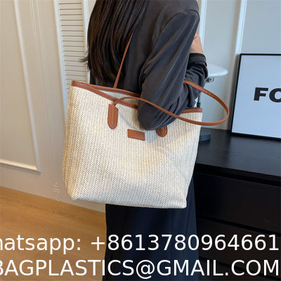 Sustainable Bamboo Bag With Handle, Shopping Bag For Beach Summer Vibe Wholesale Vietnam Handicraft Crochet Raffia Sac Bolsa Mujer Bucket Tote Shoulder Designer Women Straw Bag