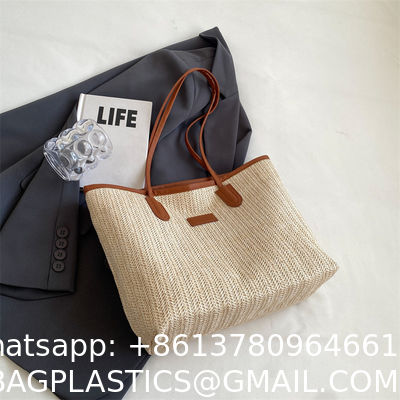 Sustainable Bamboo Bag With Handle, Shopping Bag For Beach Summer Vibe Wholesale Vietnam Handicraft Crochet Raffia Sac Bolsa Mujer Bucket Tote Shoulder Designer Women Straw Bag