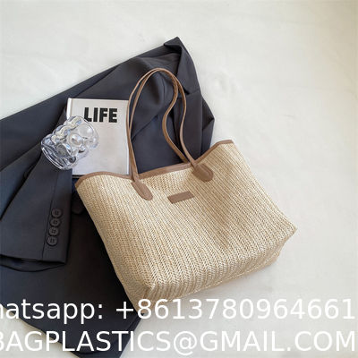 Sustainable Bamboo Bag With Handle, Shopping Bag For Beach Summer Vibe Wholesale Vietnam Handicraft Crochet Raffia Sac Bolsa Mujer Bucket Tote Shoulder Designer Women Straw Bag