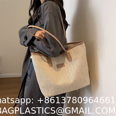 Sustainable Bamboo Bag With Handle, Shopping Bag For Beach Summer Vibe Wholesale Vietnam Handicraft Crochet Raffia Sac Bolsa Mujer Bucket Tote Shoulder Designer Women Straw Bag