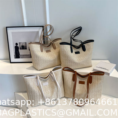 Sustainable Bamboo Bag With Handle, Shopping Bag For Beach Summer Vibe Wholesale Vietnam Handicraft Crochet Raffia Sac Bolsa Mujer Bucket Tote Shoulder Designer Women Straw Bag