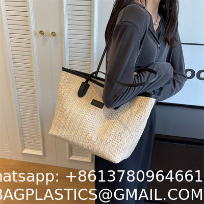 Sustainable Bamboo Bag With Handle, Shopping Bag For Beach Summer Vibe Wholesale Vietnam Handicraft Crochet Raffia Sac Bolsa Mujer Bucket Tote Shoulder Designer Women Straw Bag