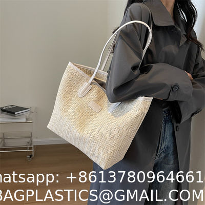 Sustainable Bamboo Bag With Handle, Shopping Bag For Beach Summer Vibe Wholesale Vietnam Handicraft Crochet Raffia Sac Bolsa Mujer Bucket Tote Shoulder Designer Women Straw Bag