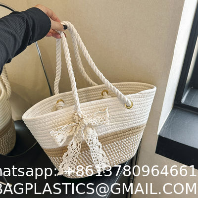 Custom Logo Handmade Luxury Tote Handbag Beach Bag Straw Bags Tote Summer Beach Bag For Women Raffia Straw Crochet Pattern