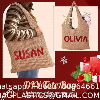 Luxury Large Summer Beach Personalized Custom PU Leather Trim Crochet Raffia Straw Tote Bag Handbag Manufacturers For Women