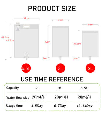 Extra Large 6500ML Drip Irrigation Bag Adjustable Flow, Self Automatic Watering System For Outdoor Gardening Plants And Flowers
