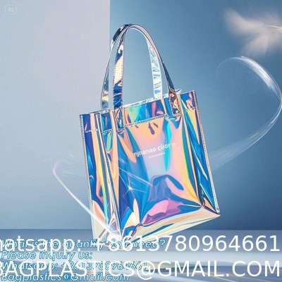 Vinyl Tote Bag Neon Jelly Shoulder Beach Bag Laser Shopping Summer Beach Women Pvc Shoulder Tote Bags Holographic Waterproof Jelly Transparent Handbag For Girl